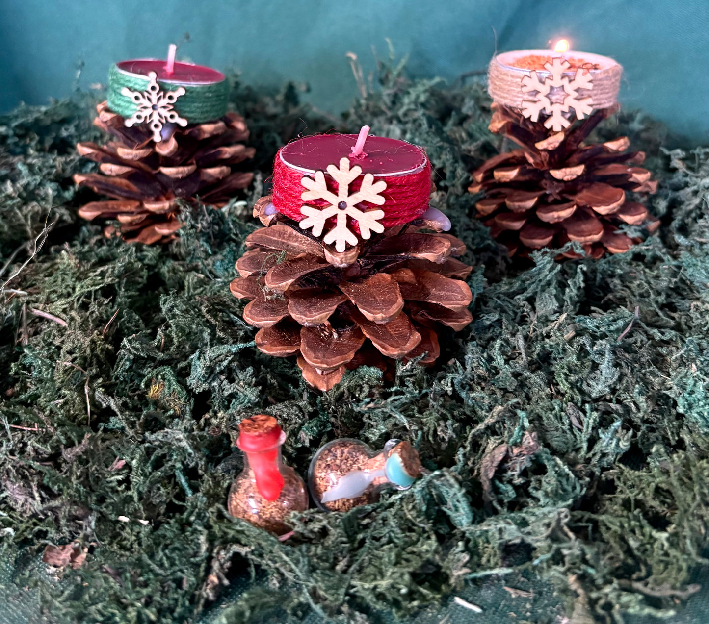 2 Pack of Yule/Christmas Pine Cone Tea Light Candles.