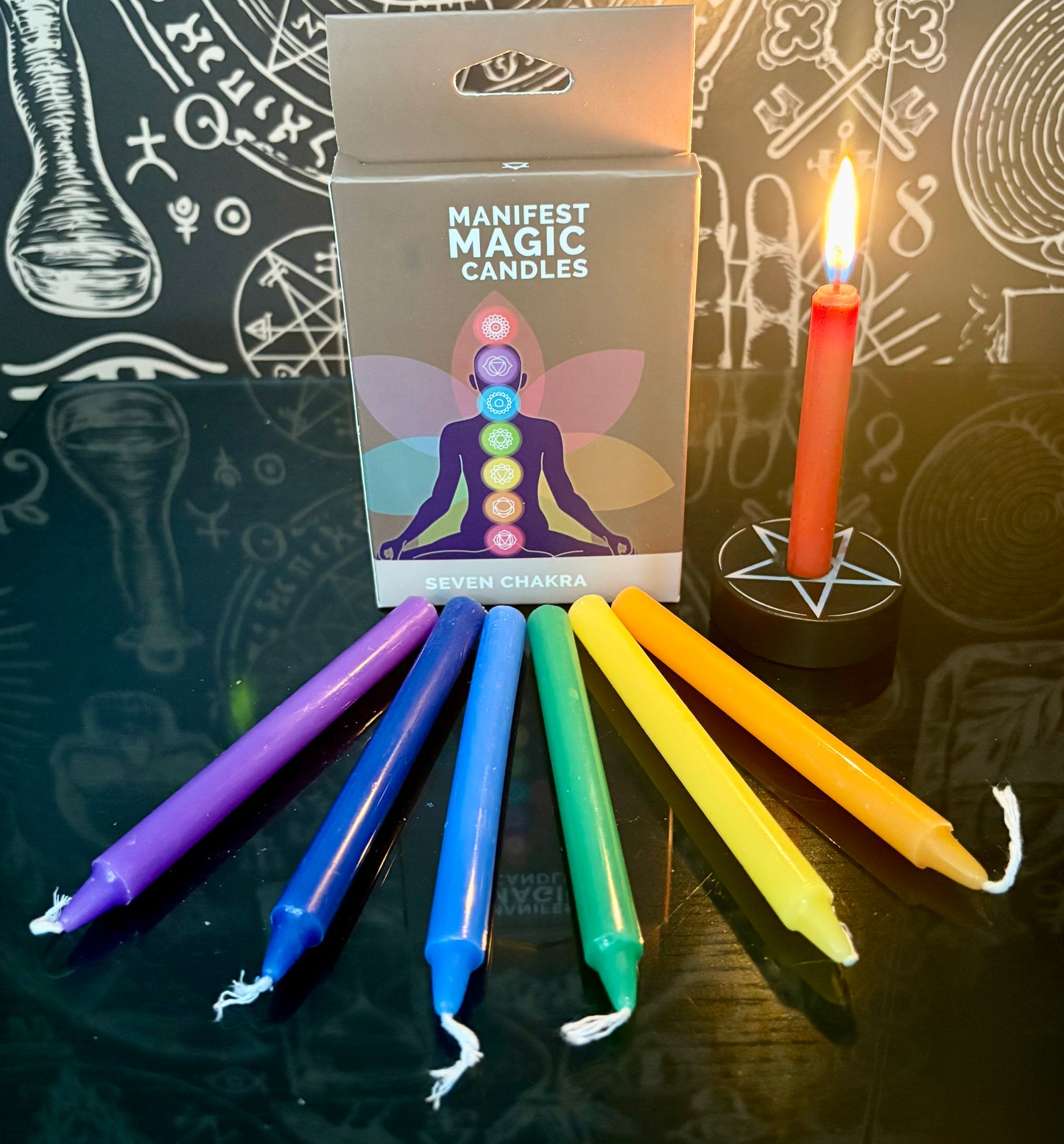 Seven Chakra Manifest Magic Candles.