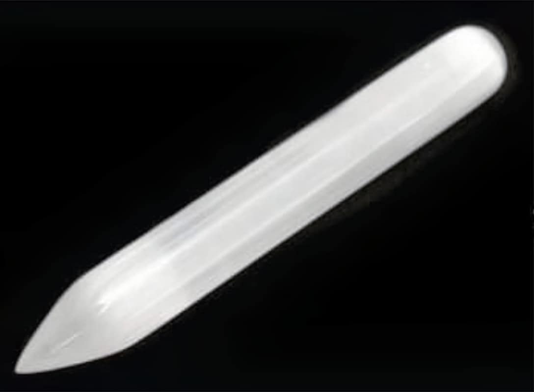 Photo of a selenite pencil wand.