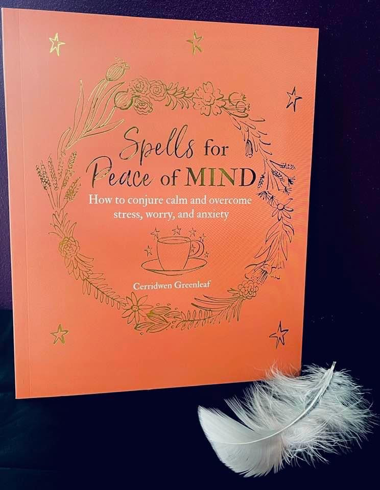 Photo of the orange book cover for the Spells for Peace of Mind book.