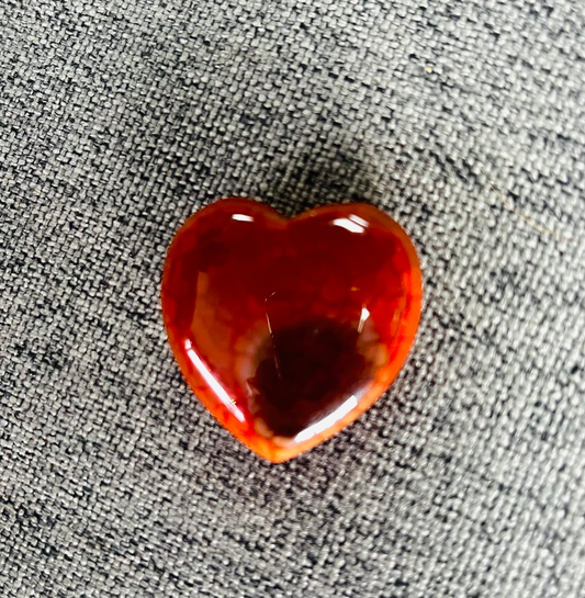 Photo of a fire agate heart.