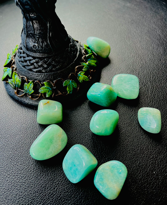 Photo of several Amazonite tumblestones