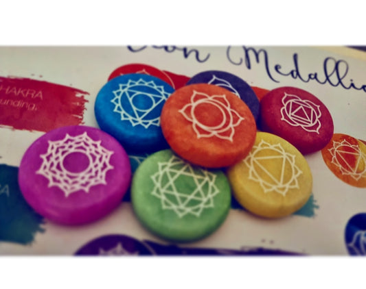 Photo of a seven chakra meditation medallions